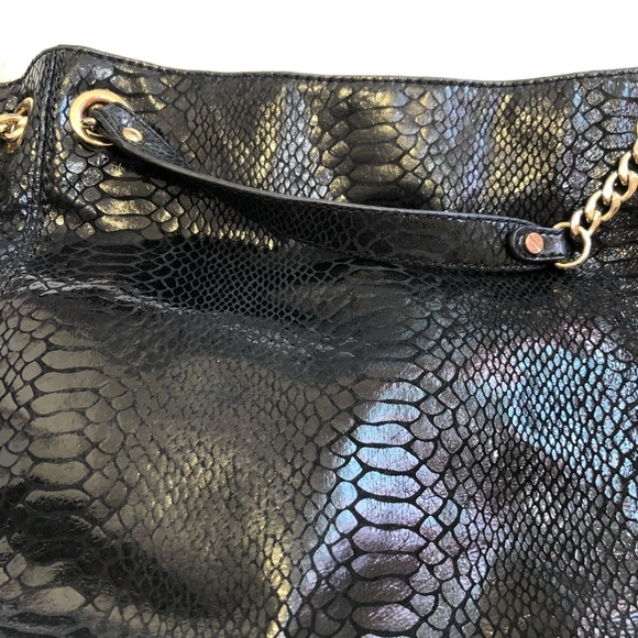 MICHAEL Michael Kors Jet Set Chain Python-Embossed Black Patent Shoulder Tote - Picture 6 of 16